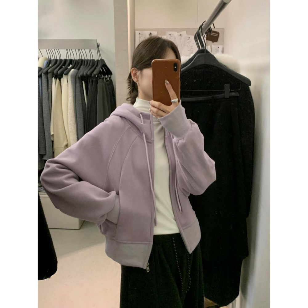 韓系休閒奧粒絨衛衣連帽外套-細節圖2