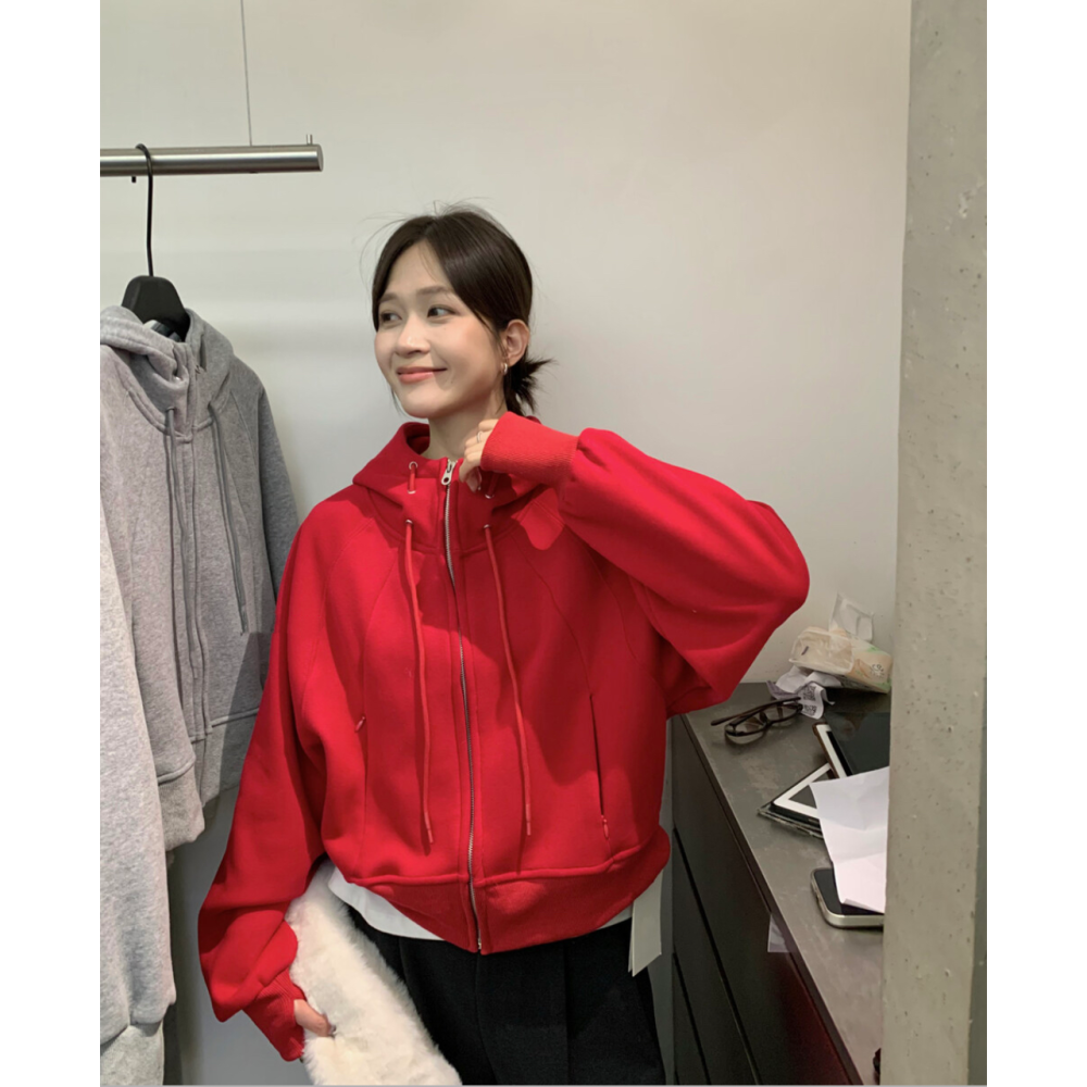 韓系休閒奧粒絨衛衣連帽外套-細節圖4