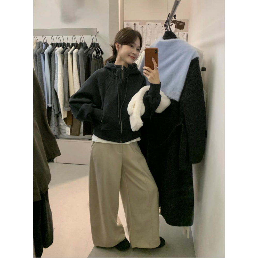 韓系休閒奧粒絨衛衣連帽外套-細節圖6