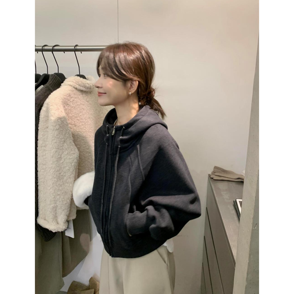 韓系休閒奧粒絨衛衣連帽外套-細節圖7