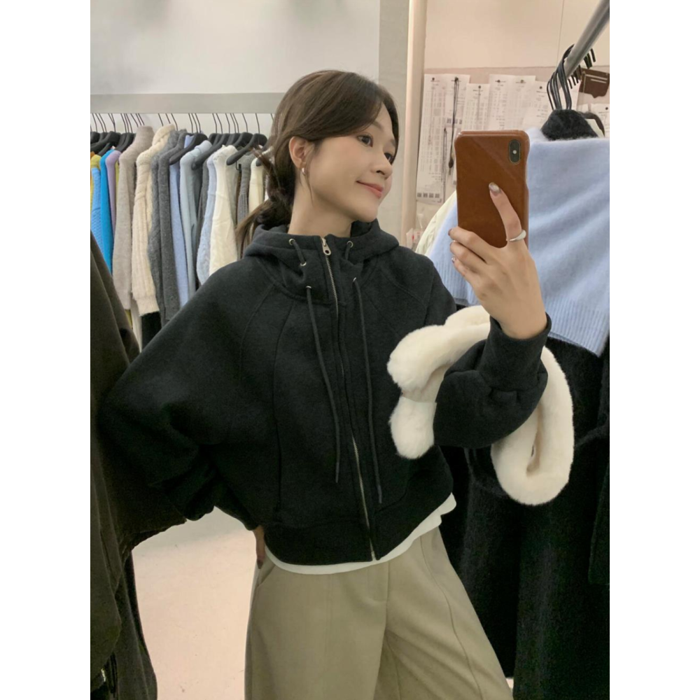 韓系休閒奧粒絨衛衣連帽外套-細節圖8