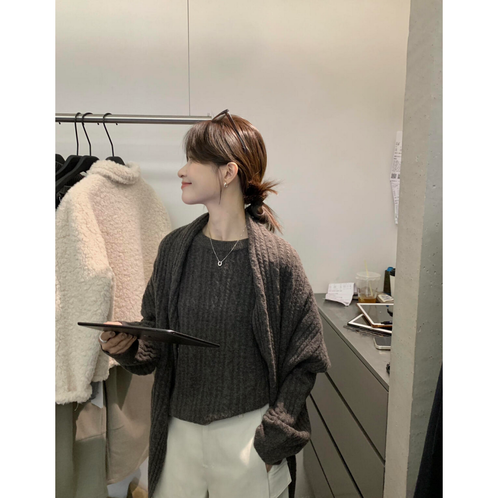 簡約百搭氛圍感麻花毛衣(配披肩)-細節圖4