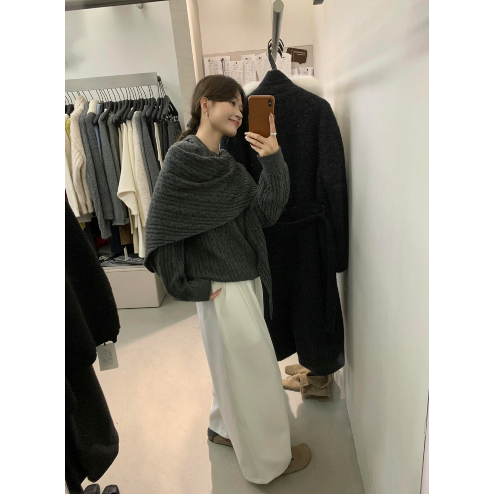 簡約百搭氛圍感麻花毛衣(配披肩)-細節圖7