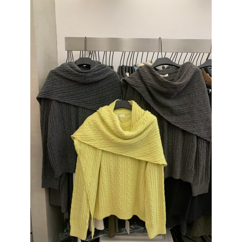 簡約百搭氛圍感麻花毛衣(配披肩)-細節圖11