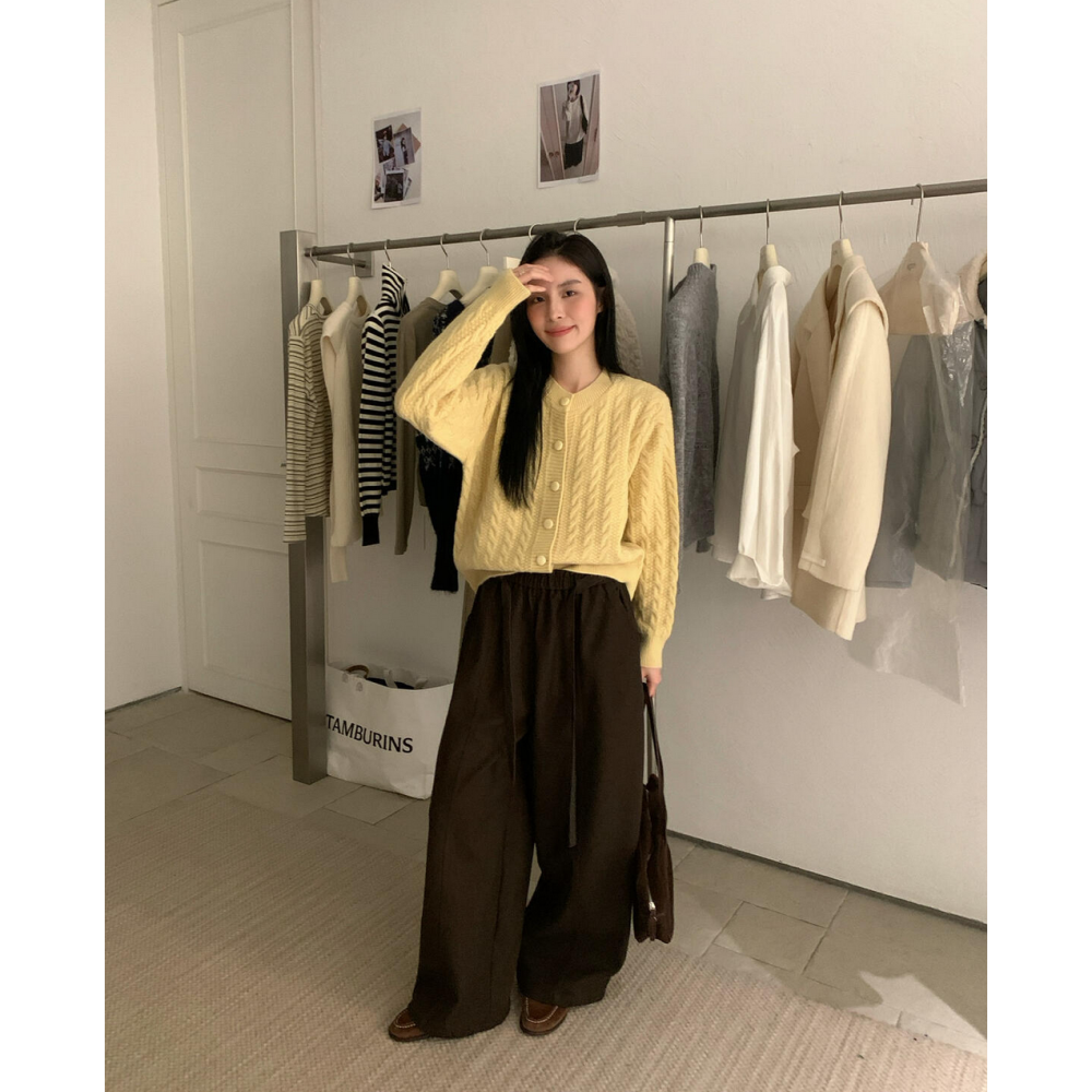 復古老錢麻花包釦開衫毛衣-細節圖4