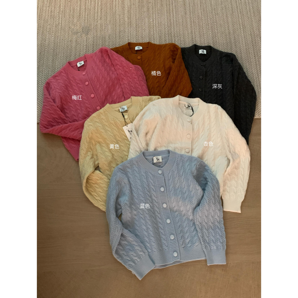 復古老錢麻花包釦開衫毛衣-細節圖10