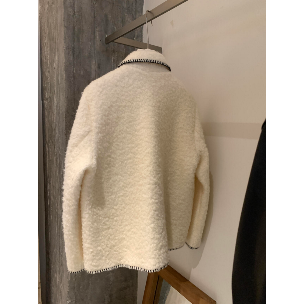 溫柔小香風中長版羊毛外套(50%羊毛)-細節圖8