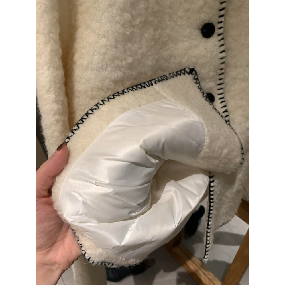 溫柔小香風中長版羊毛外套(50%羊毛)-細節圖9