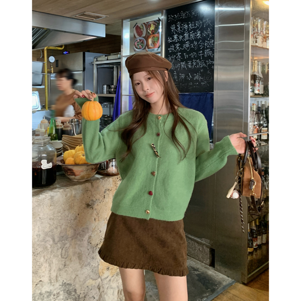 韓系高腰顯瘦燈芯絨花邊包臀短裙-細節圖5