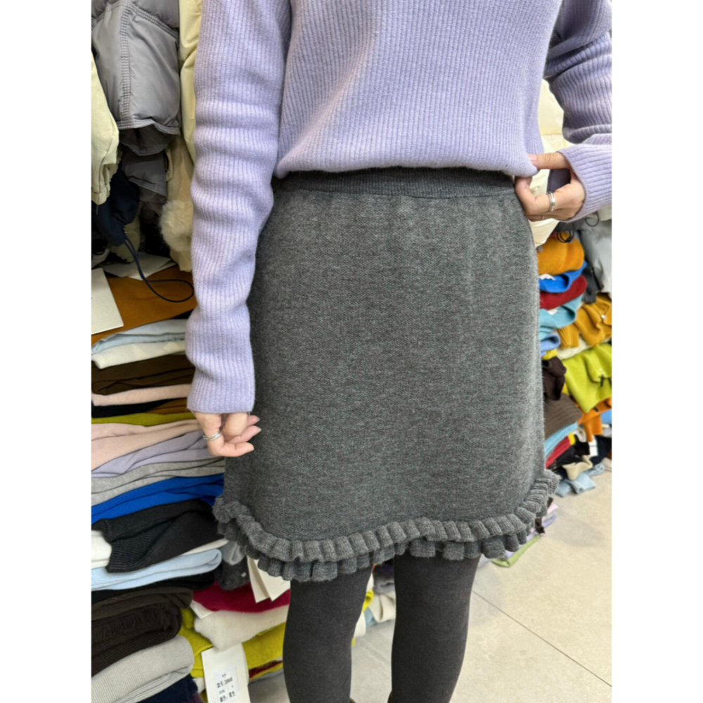 超好搭配~高腰花邊針織短裙-細節圖4