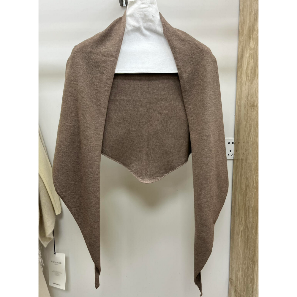 韓系氣質慵懶風V領修身針織連身長裙(配披肩)-細節圖9