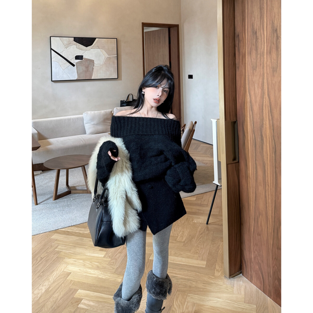 韓系前片不規則圈圈毛呢短裙-細節圖6