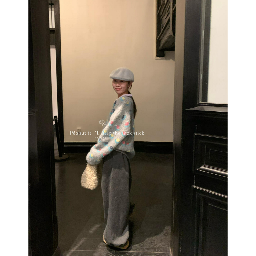 日系小清新花朵休閒毛衣-細節圖4