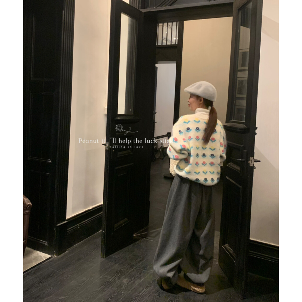 日系小清新花朵休閒毛衣-細節圖7