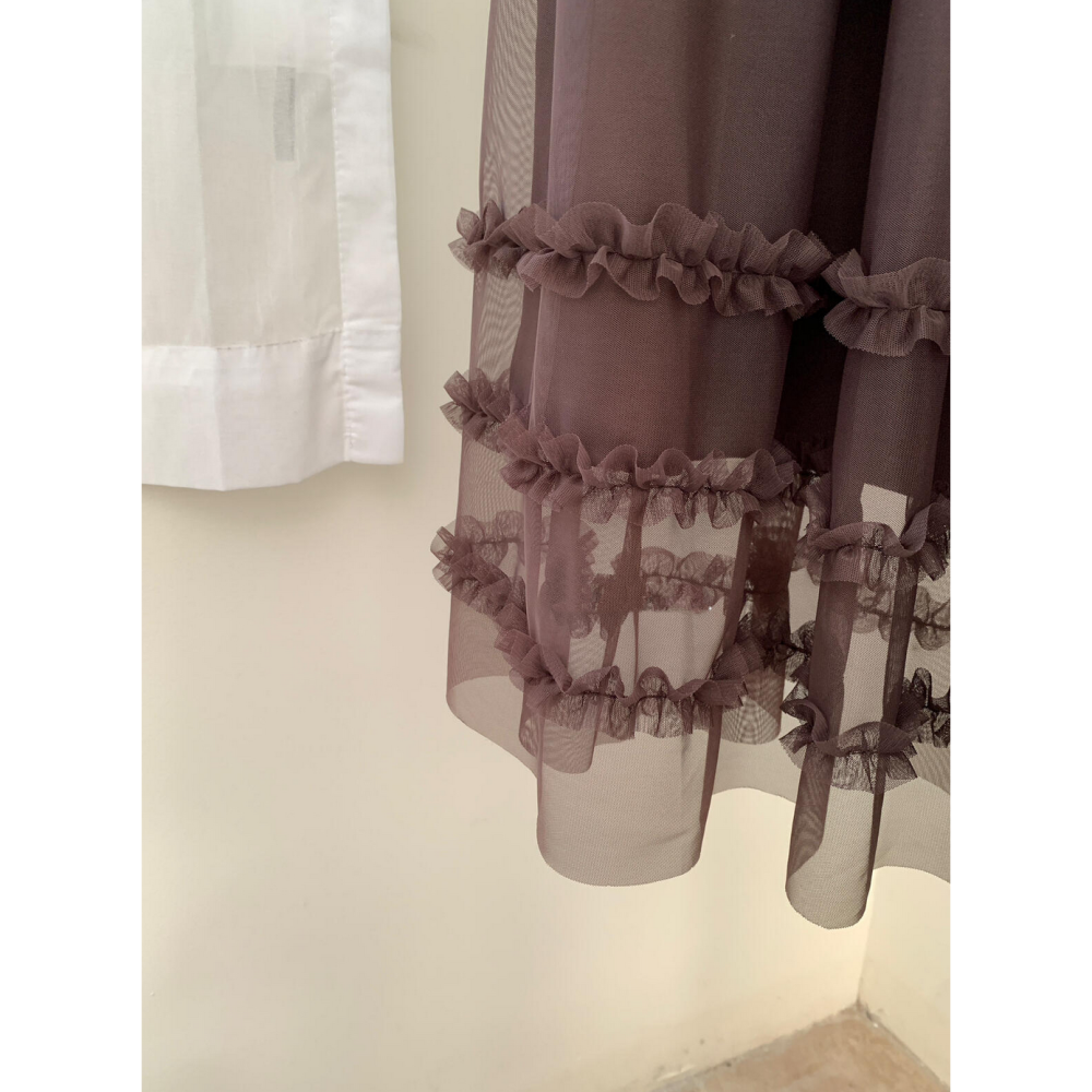 蕾絲花邊拼接層疊蛋糕裙鬆緊腰長裙-細節圖8