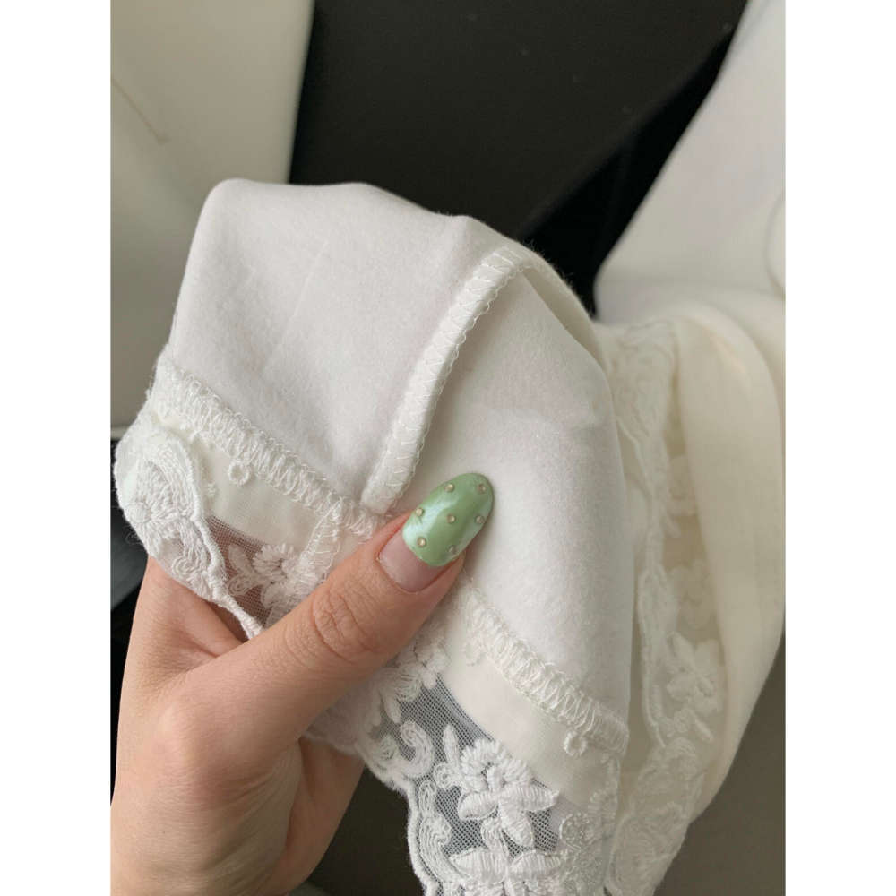 日系甜美蕾絲拼接德絨磨毛長袖T恤-細節圖4