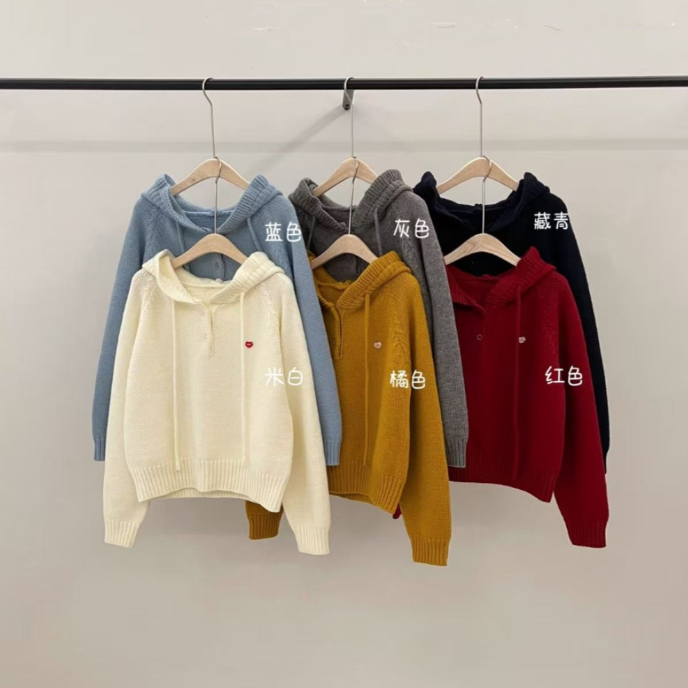 韓系休閒甜美木耳邊連帽毛衣-細節圖11