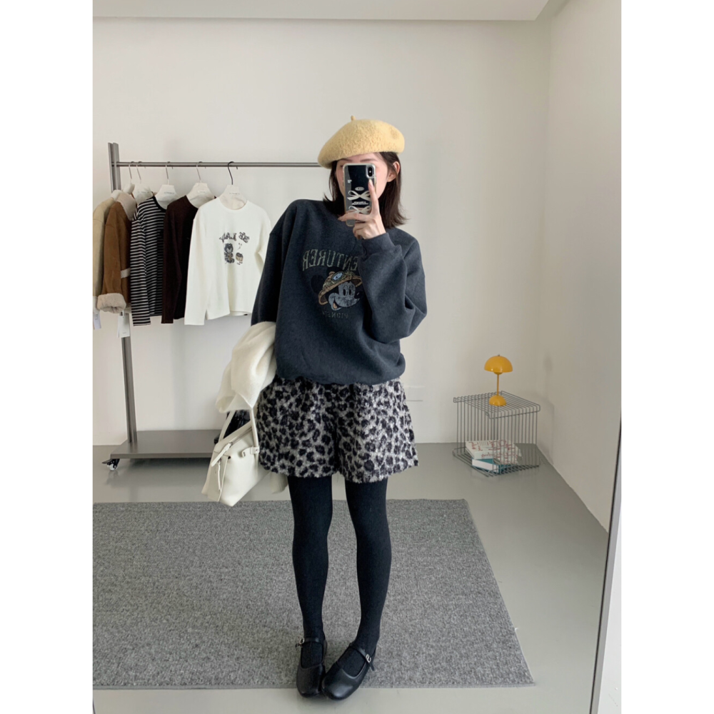 韓系休閒卡通印花加絨衛衣大學T上衣-細節圖3