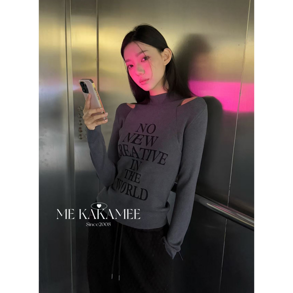 韓系甜辣休閒字母小高領針織毛衣-細節圖9