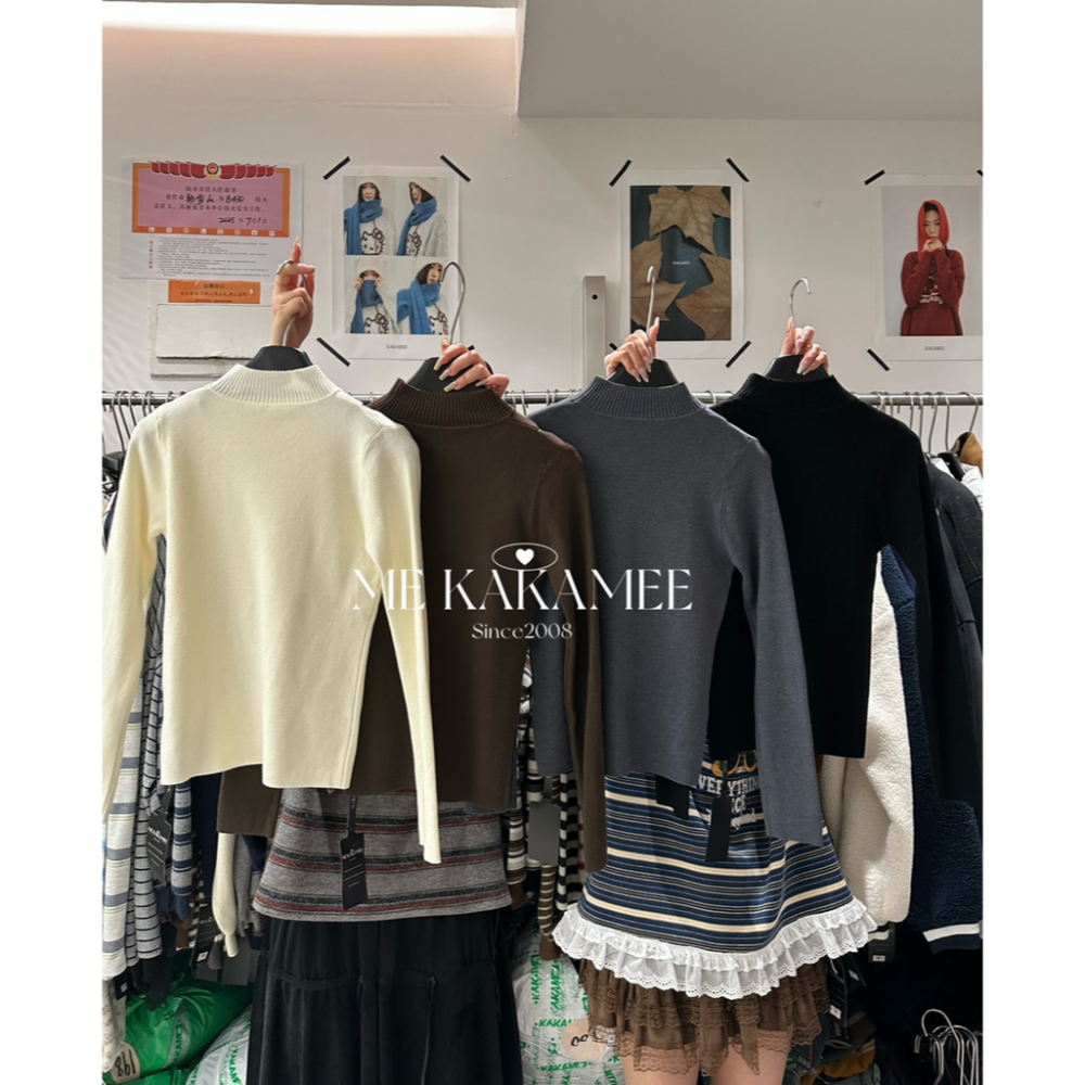 韓系甜辣休閒字母小高領針織毛衣-細節圖11