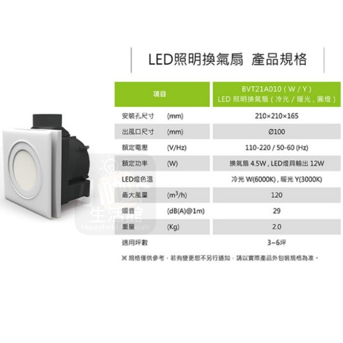 ★LED照明★ 建準 BVT21A010 LED照明換氣扇 通風扇 DC變頻馬達 ❤小咖❤ 3年保固 12W LED燈-細節圖4