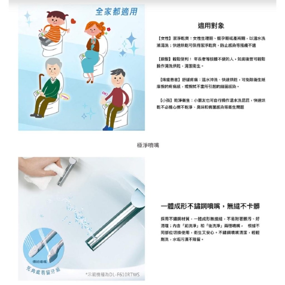 ★現貨含稅★ Panasonic國際牌 儲熱式 DL-F610RTWS 免治馬桶座 電腦馬桶蓋 免治馬桶蓋 馬桶蓋-細節圖2