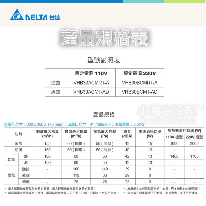 3年保固👍 台達電子 VHB30BCMT-AD 暖風乾燥機 DC馬達 300豪華型 韻律風門 感應夜燈 暖風機 暖風扇-細節圖8