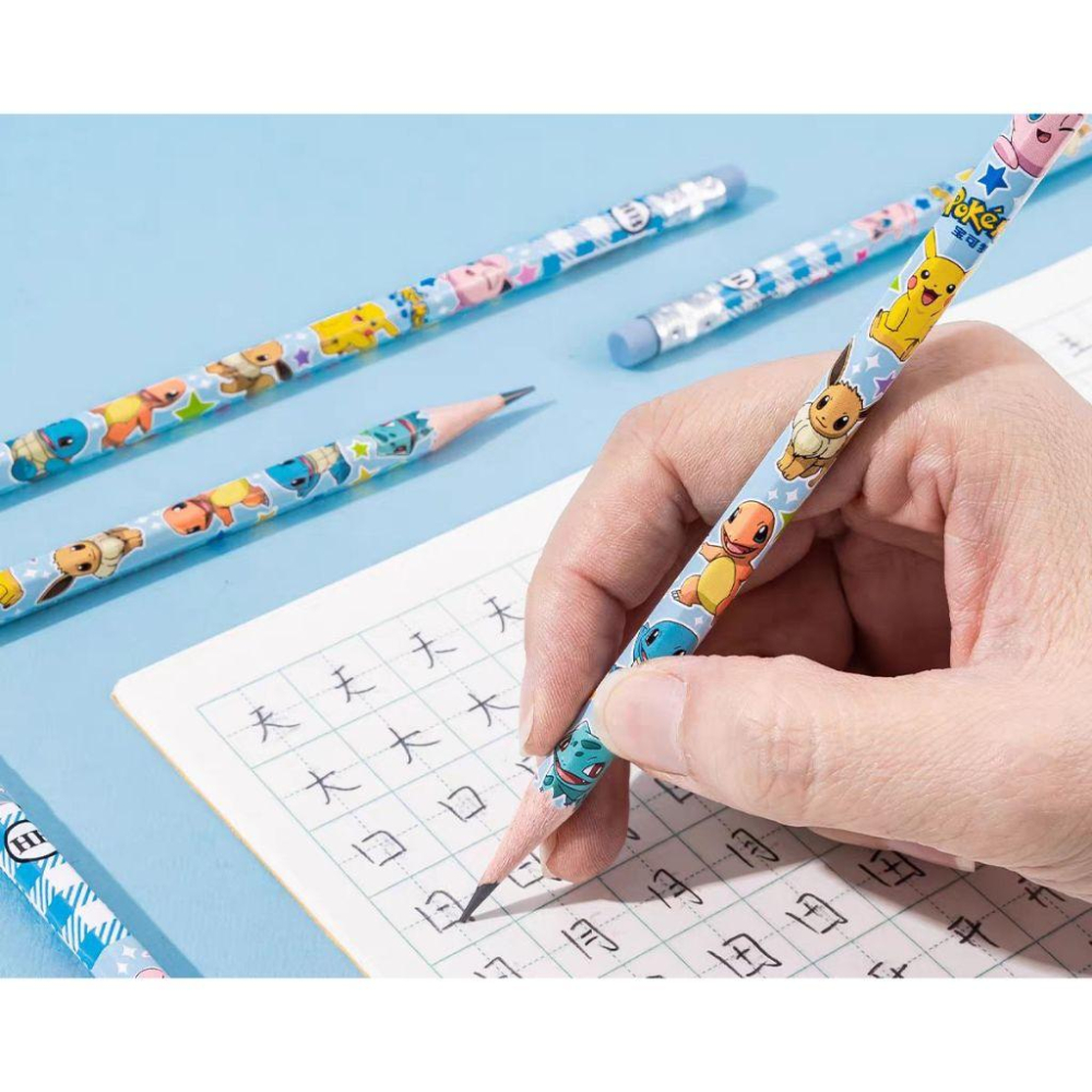 【快樂童年精品】 正版 開學必備！寶可夢皮卡丘 六角書寫鉛筆(附橡皮擦) 12支/盒-細節圖3