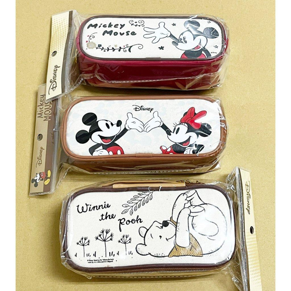 【快樂童年精品】正版 全新出清 下殺5折 迪士尼 復古風 米奇米妮 單層方型筆袋-細節圖3