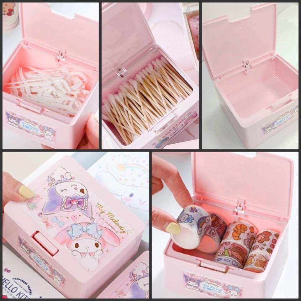 【快樂童年精品】日本進口~正版 SANRIO 三麗鷗美樂蒂/庫洛米按壓彈蓋式小物方型收納盒-細節圖2