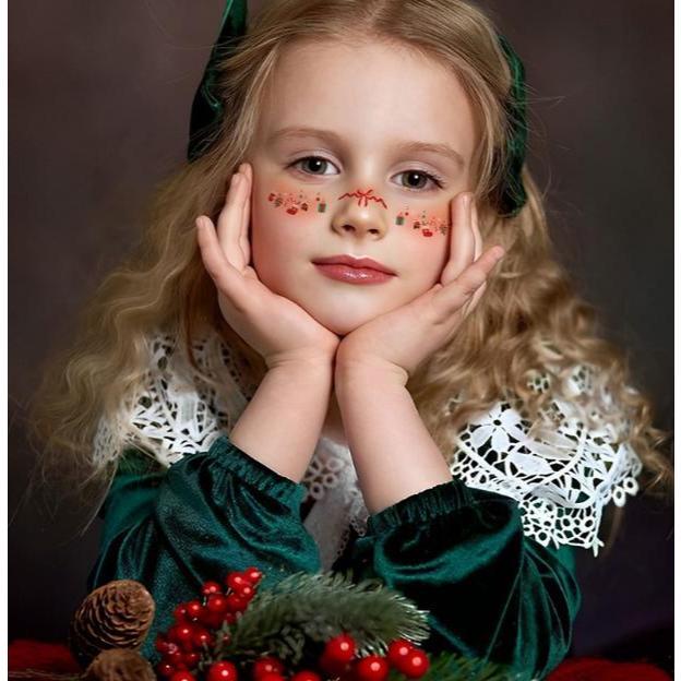 【快樂童年精品】 聖誕節貼紙 紋身貼紙 聖誕紋身 臉貼 聖誕紋身貼紙 妝容貼紙 妝容紋身貼紙-多款選擇-細節圖3