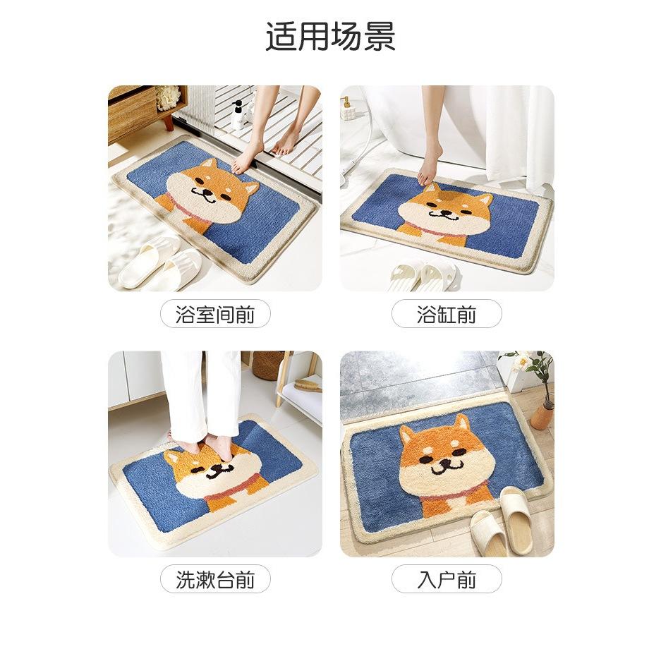 【快樂童年精品】日式可愛卡通柴犬造型防滑腳踏墊 地墊 方型腳墊-細節圖4