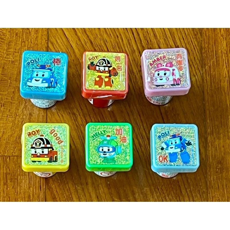 【快樂童年精品】正版授權~ 幼兒園 國小老師家長孩子最愛 POLI 救援小隊無毒方型印章 (6入組) - 2025新製作-細節圖2