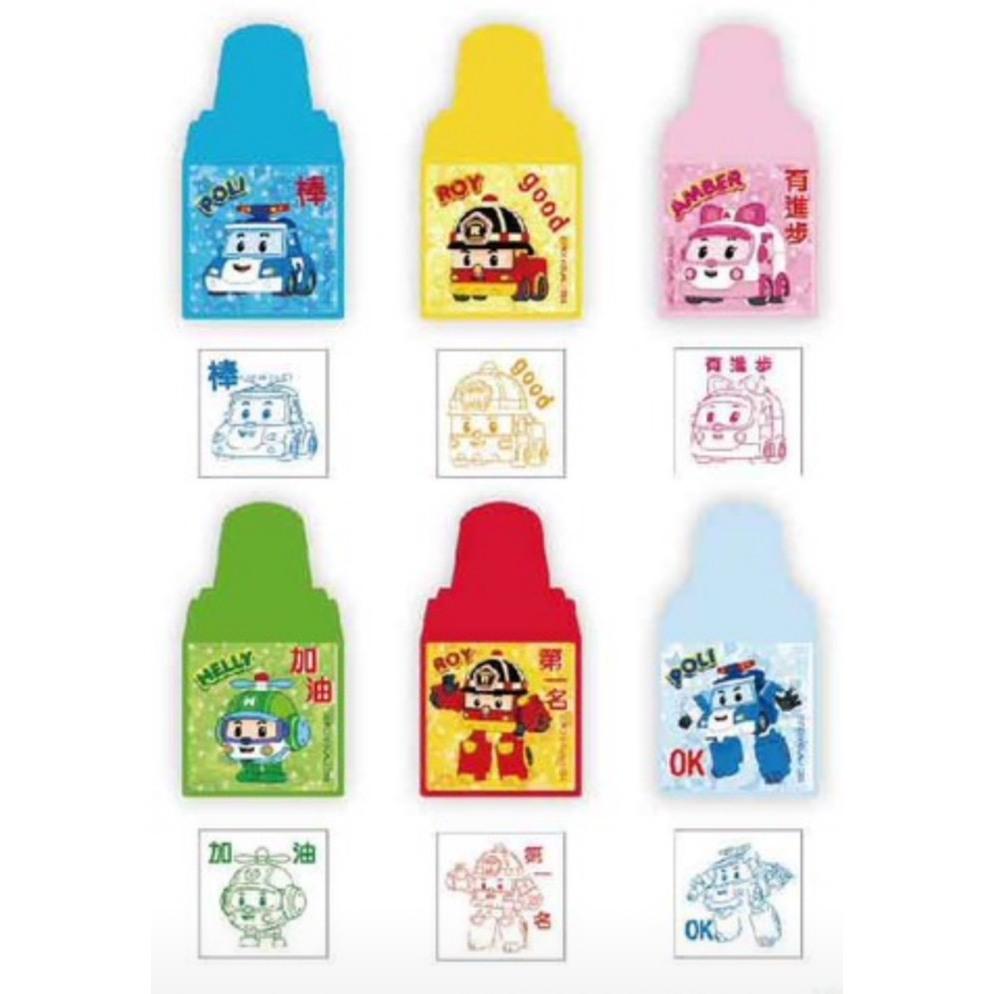 【快樂童年精品】正版授權~ 幼兒園 國小老師家長孩子最愛 POLI 救援小隊無毒方型印章 (6入組) - 2025新製作-細節圖3