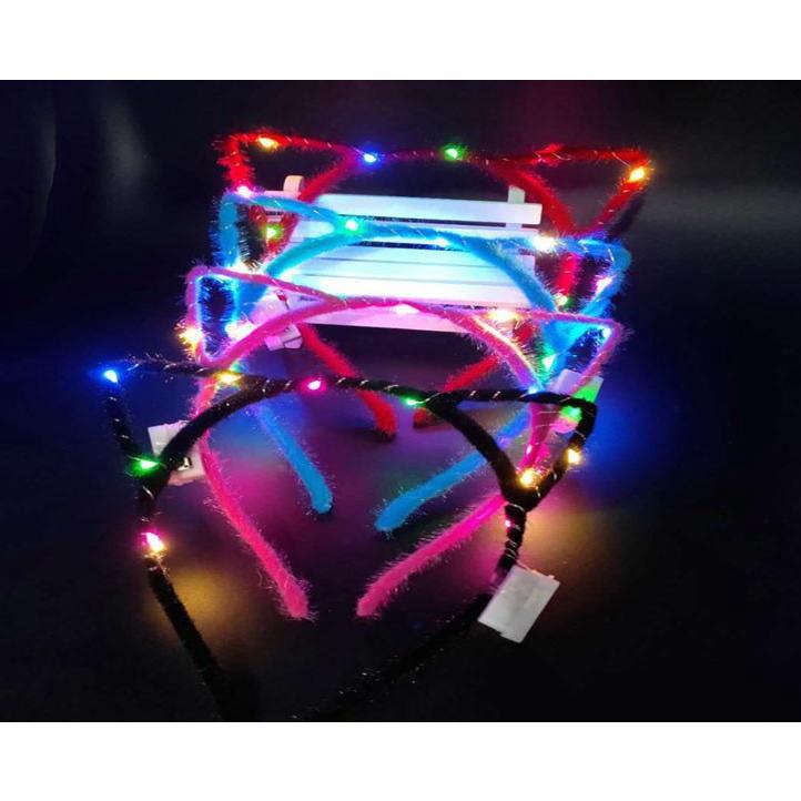 【快樂童年精品】節慶 生日派對 狂歡 大人 小孩都可以戴 貓耳朵造型發光髮箍 -多色選機出 (要指定顏色請留言)-細節圖5