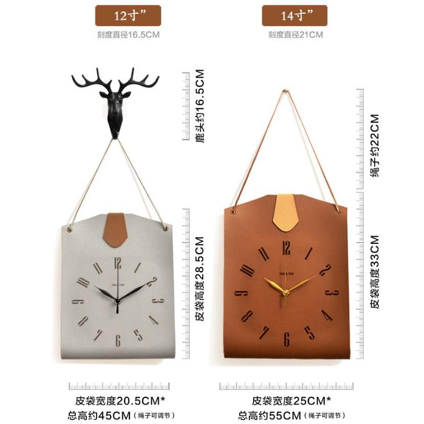 【快樂童年精品】皮革背袋創意 現代藝術時鐘 個性客廳卧室静音-2色選擇 (12吋)-細節圖4