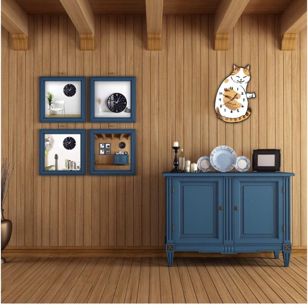 【快樂童年精品】創意十足 愛貓族不能沒有的 可愛討喜 橘貓 家居 居家 臥室 客廳裝飾 靜音牆鐘 時鐘-細節圖3