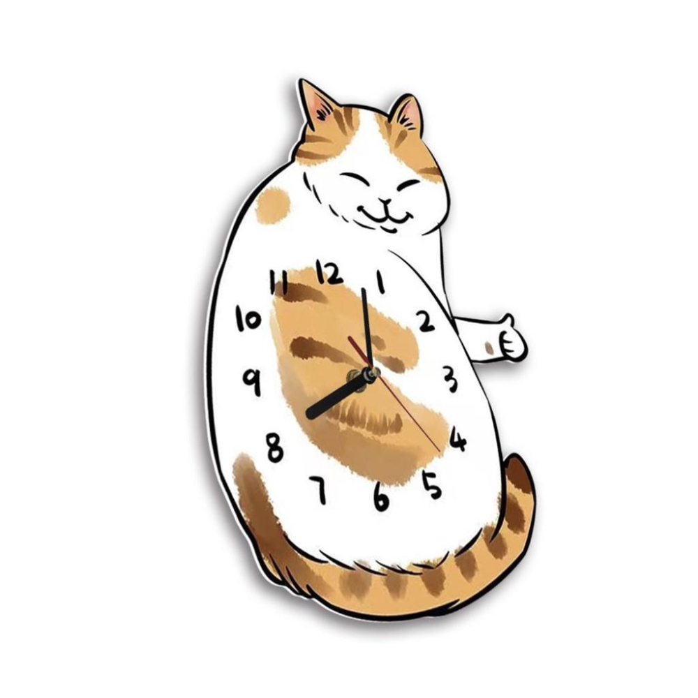 【快樂童年精品】創意十足 愛貓族不能沒有的 可愛討喜 橘貓 家居 居家 臥室 客廳裝飾 靜音牆鐘 時鐘-細節圖4