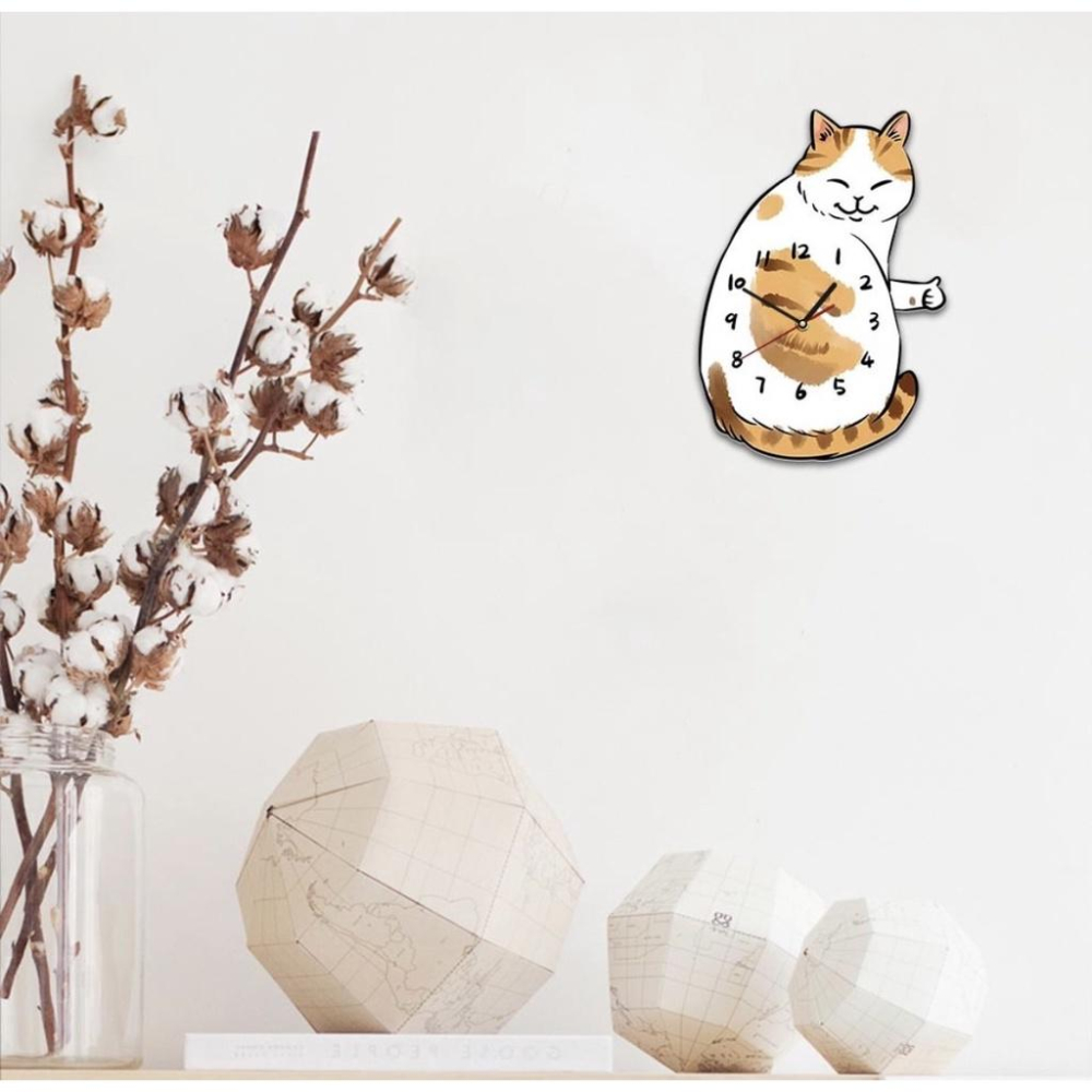 【快樂童年精品】創意十足 愛貓族不能沒有的 可愛討喜 橘貓 家居 居家 臥室 客廳裝飾 靜音牆鐘 時鐘-細節圖5