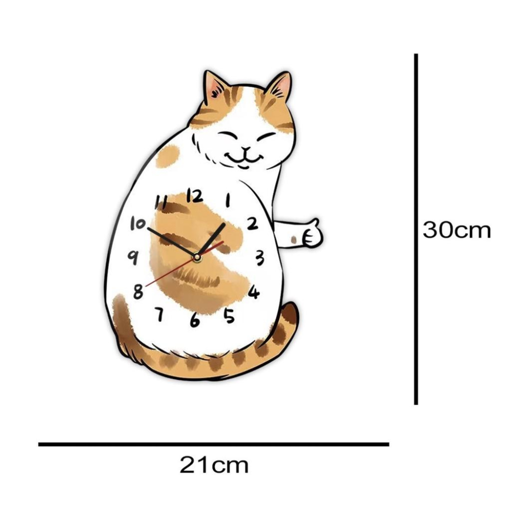【快樂童年精品】創意十足 愛貓族不能沒有的 可愛討喜 橘貓 家居 居家 臥室 客廳裝飾 靜音牆鐘 時鐘-細節圖7