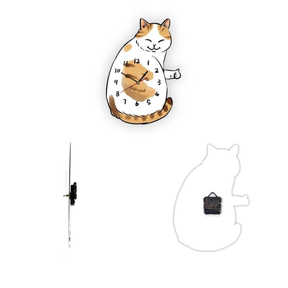 【快樂童年精品】創意十足 愛貓族不能沒有的 可愛討喜 橘貓 家居 居家 臥室 客廳裝飾 靜音牆鐘 時鐘-細節圖8