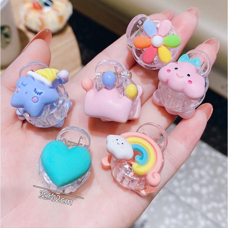 【快樂童年精品】可愛兒童小抓夾 迷你夾 彩虹星星瀏海碎髮夾 寶寶小髮夾 塑膠壓克力 一組5款-細節圖2