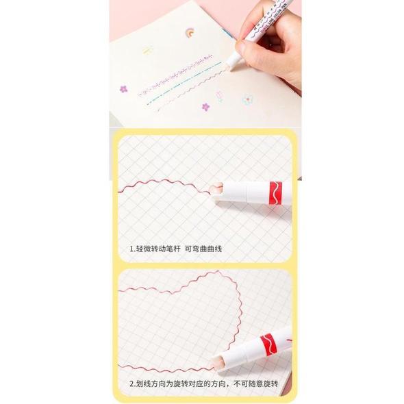 【快樂童年精品】做筆記的神器 不能沒有的 速乾曲線營光筆 每盒6色 6款線條-細節圖3