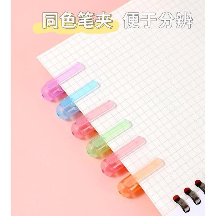 【快樂童年精品】做筆記的神器 不能沒有的 速乾曲線營光筆 每盒6色 6款線條-細節圖4