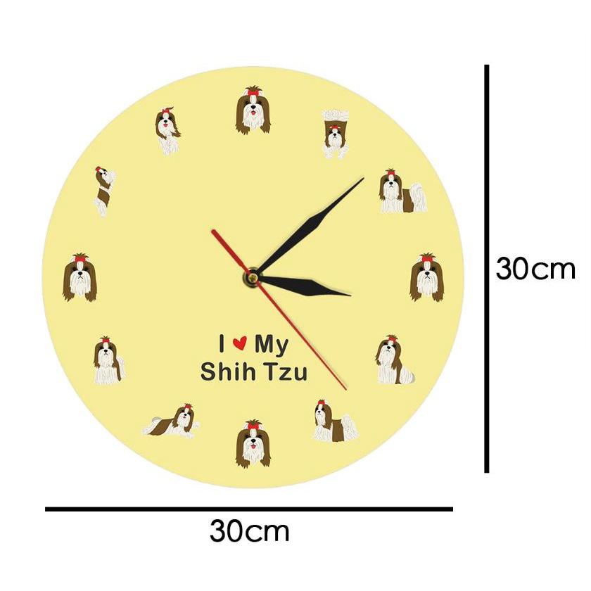 【快樂童年精品】CZ-084 優雅美麗西施犬 家居 居家 臥室 客廳裝飾 靜音牆鐘 時鐘-細節圖2