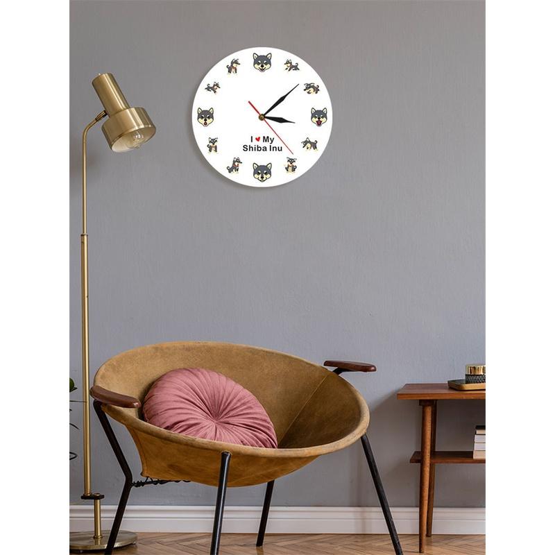 【快樂童年精品】CZ-0225我爱柴犬主题 現代掛鐘日本寵物店 或客廳裝飾牆鐘-細節圖2