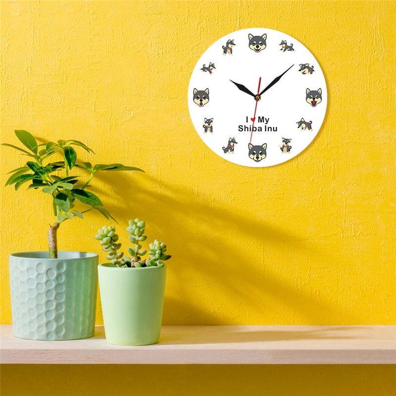 【快樂童年精品】CZ-0225我爱柴犬主题 現代掛鐘日本寵物店 或客廳裝飾牆鐘-細節圖3