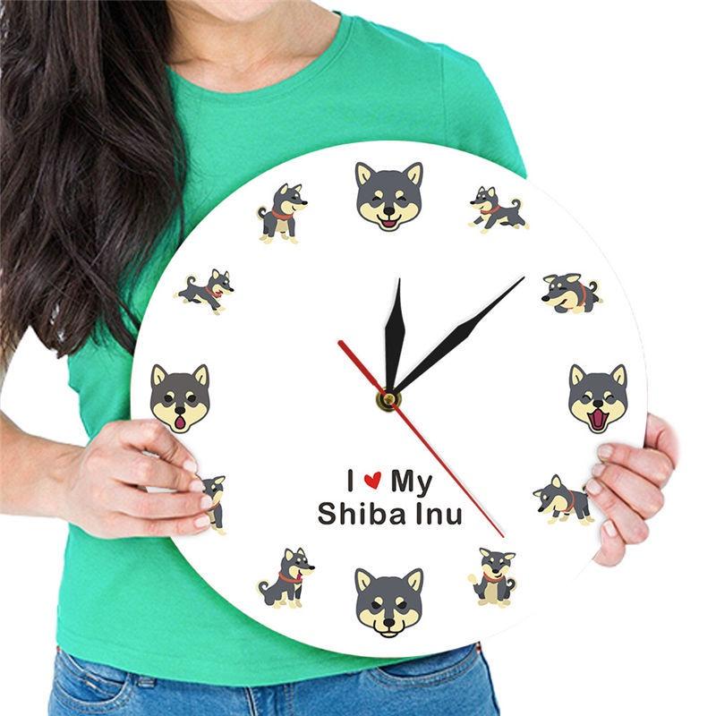 【快樂童年精品】CZ-0225我爱柴犬主题 現代掛鐘日本寵物店 或客廳裝飾牆鐘-細節圖4