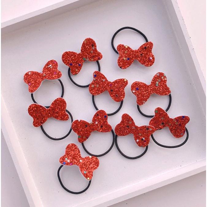 【快樂童年精品】超值超划算~新年小紅花 頭繩兒童花朵髮圈 扎頭髮皮筋 女童寶寶髮繩不傷髮 (一組10個)-細節圖3