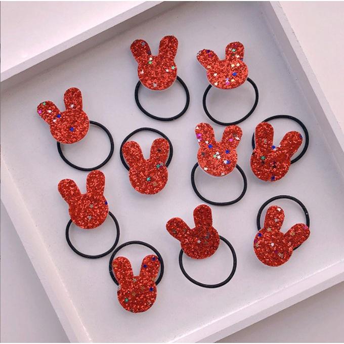 【快樂童年精品】超值超划算~新年小紅花 頭繩兒童花朵髮圈 扎頭髮皮筋 女童寶寶髮繩不傷髮 (一組10個)-細節圖4